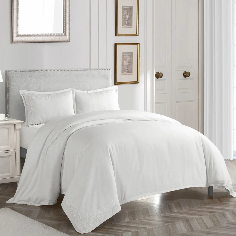 White Somerset 3-Piece Comforter Set by Nanshing - Luxury Bedding Collection