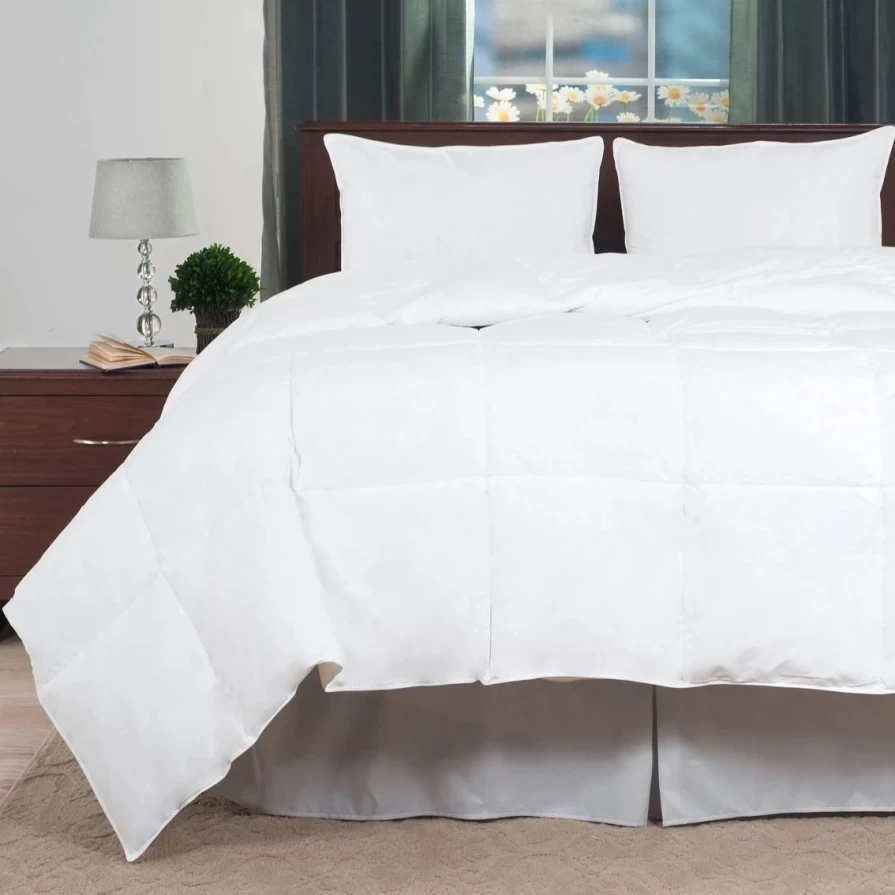 Luxury White Feather Down Comforter - Premium Soft Hypoallergenic Bedding for All-Season Comfort