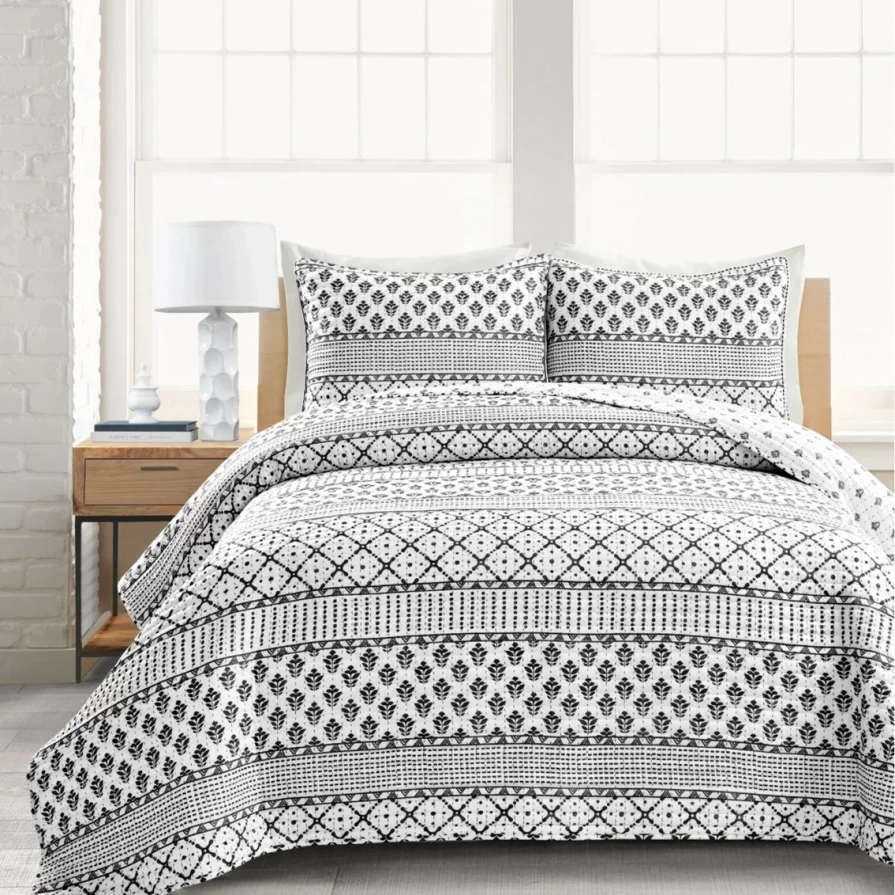 Lush Decor Monique Stripe 3-Piece Quilt Set - Soft Bedding Collection, Striped Design, Flash Sale