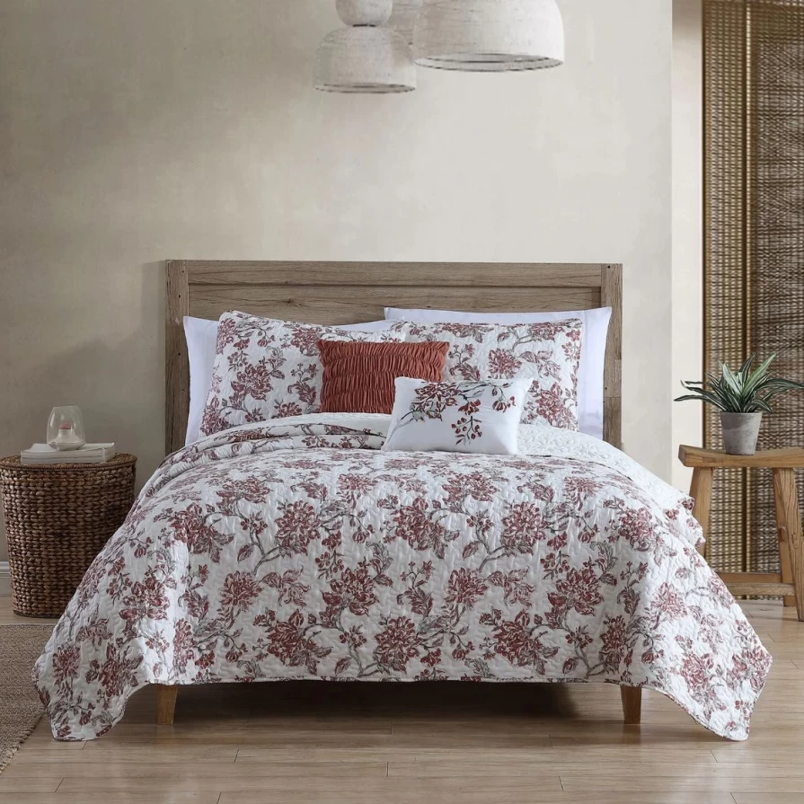 Modern Primrose Floral 5-Piece Quilt Set - Luxury Printed Bedding Collection