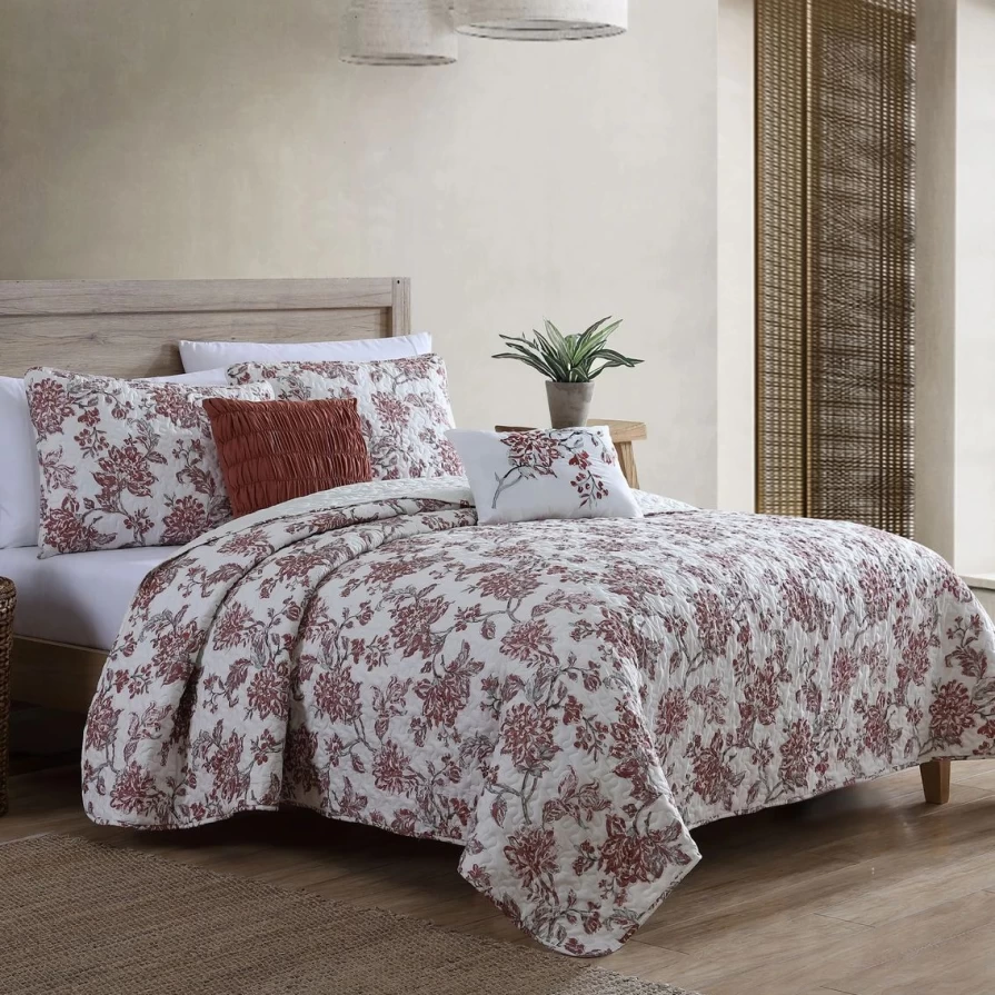 Modern Primrose Floral 5-Piece Quilt Set - Luxury Printed Bedding Collection