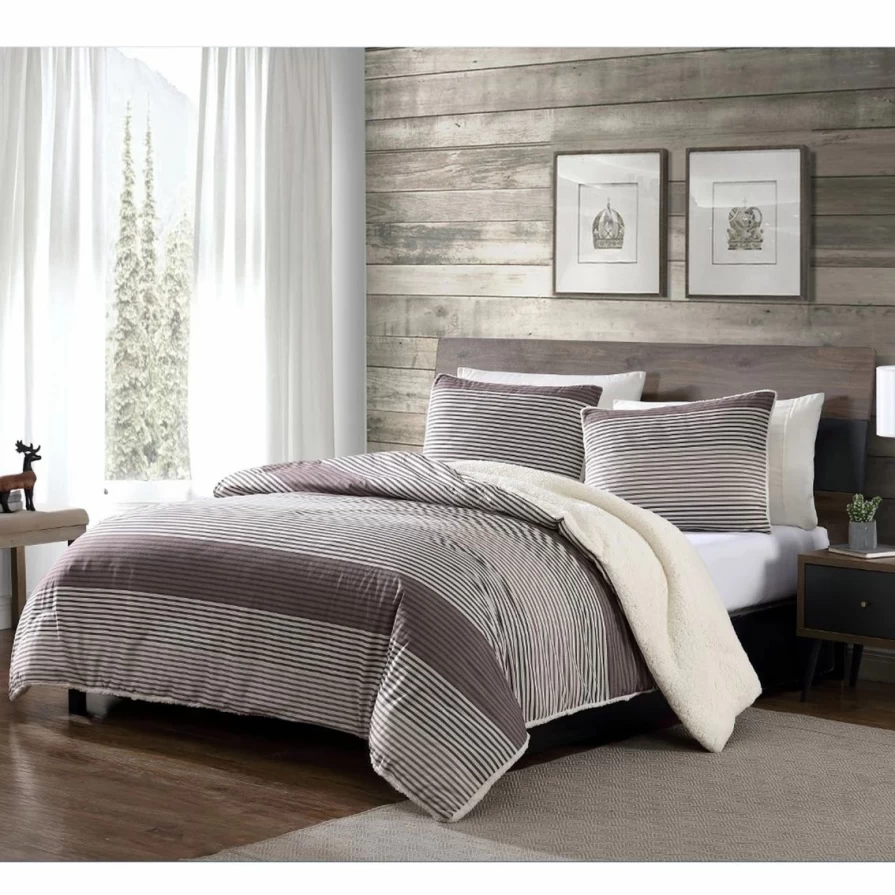 Affordable English Laundry Avery 3-Piece Comforter Set with Cozy Sherpa Backing